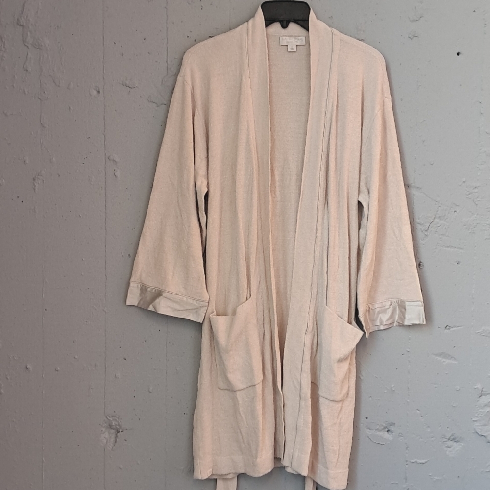 Barefoot Dreams CozyChic Ultra Lite Knit Belted Bath Robe w/Silk Trim Size S - Picture 2 of 7